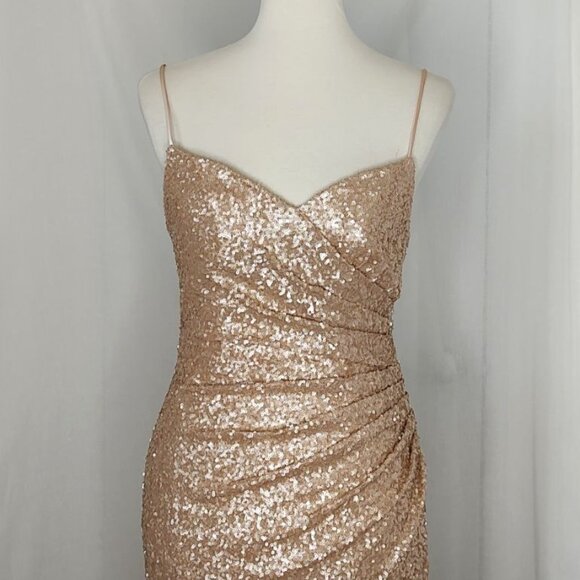 Sorella Vita Dress 10 Maxi Formal Gown Rose Gold Sequins Bridesmaid 8884 Prom - Picture 6 of 16